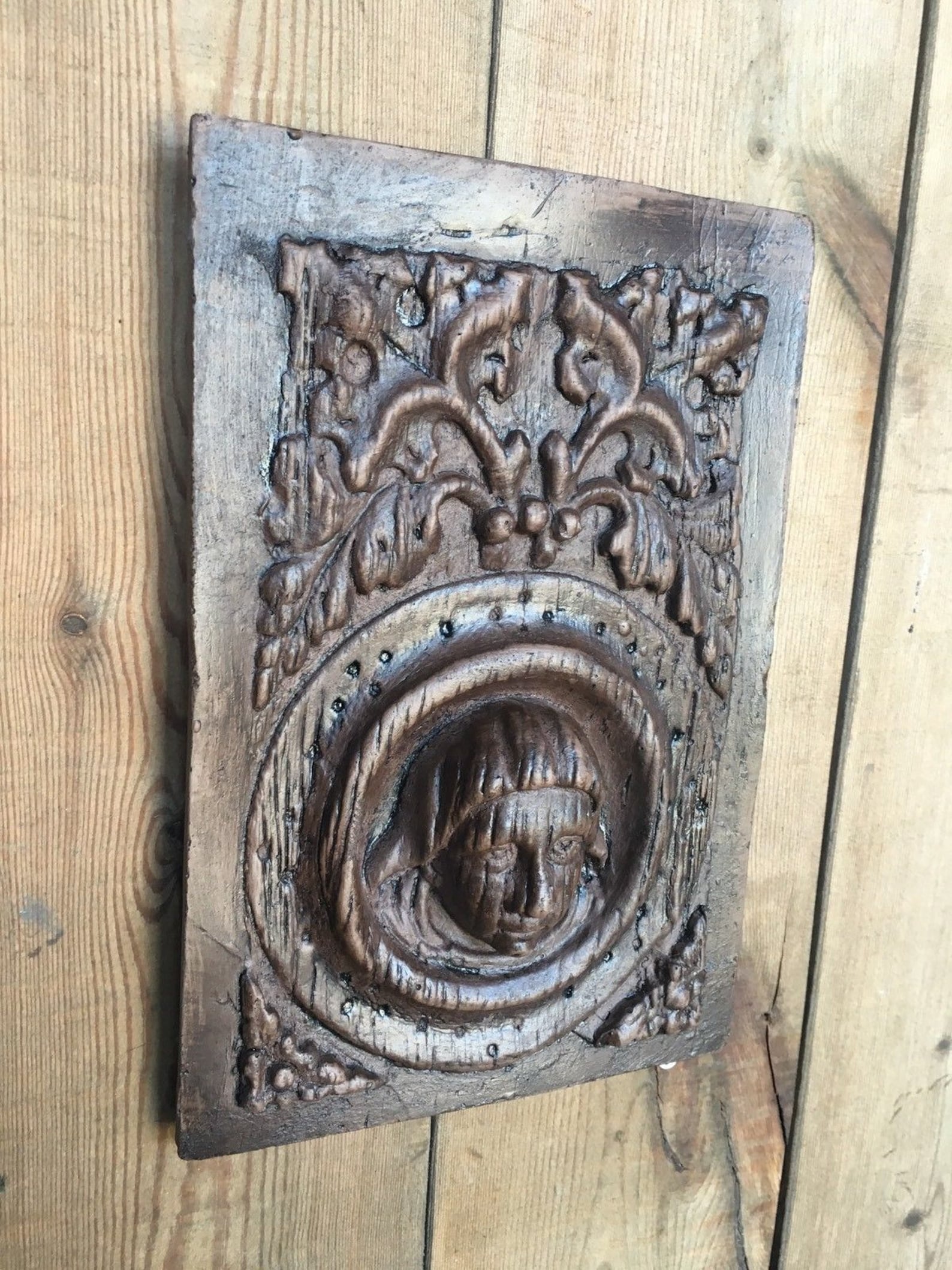 Gothic style wall mounted decoration plaques oak effect panels Etsy