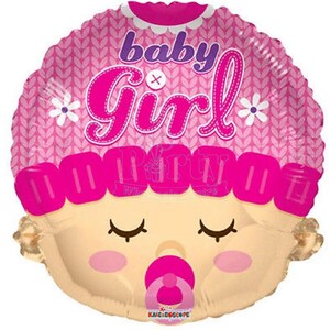 Balloon 18" Baby Girl Pink Baby Head Mylar Foil for Party Decorations & Gifts ( Buy Another One, Add to Cart,  Save on Combine Shipping )