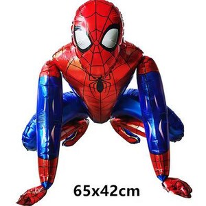 Puede incluir: Un globo de Spider-Man rojo, azul y negro. El globo est&aacute; en posici&oacute;n agachada y mide 65 cm x 42 cm. El globo tiene un dise&ntilde;o de telara&ntilde;a en la cabeza y el pecho.