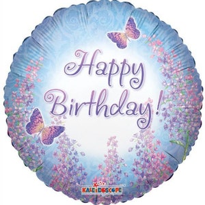 Balloon 18" Happy Birthday Butterflies Mylar Foil for Party Decorations & Gifts ( Buy Another One, Add to Cart,  Save on Combine Shipping )