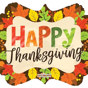18&quot; Happy Thanksgiving Leaves Fall Branches Turkey Mylar Foil Balloon Party Decoration  ( Add to Cart,  Save on Combine Shipping )