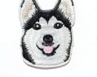 Parche para planchar con bordado de perro husky (2,25" x 1,50") Aplique eia