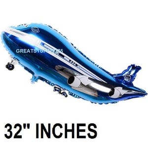 32" Balloon Jumbo Blue Jet Airplane Shape Plane Mylar Foil  for Birthday Party Decorations  Gifts ( Add to Cart,  Save on Combine Shipping )