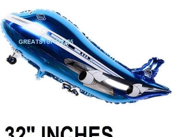 32" Balloon Jumbo Blue Jet Airplane Shape Plane Mylar Foil  for Birthday Party Decorations  Gifts ( Add to Cart,  Save on Combine Shipping )