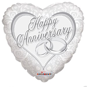 18&quot; Happy Anniversary Rings Heart Shaped Mylar Foil Balloon Party Decoration  ( Add to Cart,  Save on Combine Shipping )