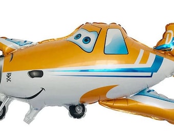 Globo gigante de 81 cm con forma de avión, de Mylar, azul, dorado y blanco, para decoración de fiestas de cumpleaños. Ahorra en envío combinado.