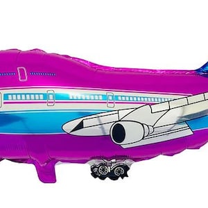 32" Balloon Jumbo  Pink Blue White Jet Airplane Shape Plane Mylar Foil  for Birthday Party Gifts ( Add to Cart,  Save on Combine Shipping )