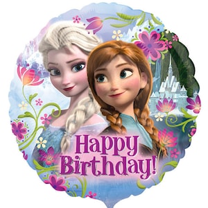 Balloon 18" Frozen Elsa Anna Happy Birthday Mylar Party Decorations Gifts  ( Buy Another One, Add to Cart,  Save on Combine Shipping )