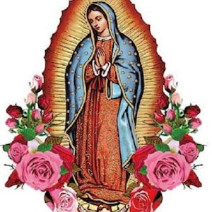 Iron On Transfer Patches  4"x3" in  Christian Mary of Virgin Washable Print-On Heat Transfer For Clothes T-Shirt,Jeans etc  Applications