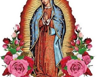 Iron On Transfer Patches  4"x3" in  Christian Mary of Virgin Washable Print-On Heat Transfer For Clothes T-Shirt,Jeans etc  Applications