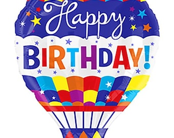 Globo 18" Happy Birthday Globo de aire caliente Globo de lámina de Mylar - para decoraciones de fiesta y regalos