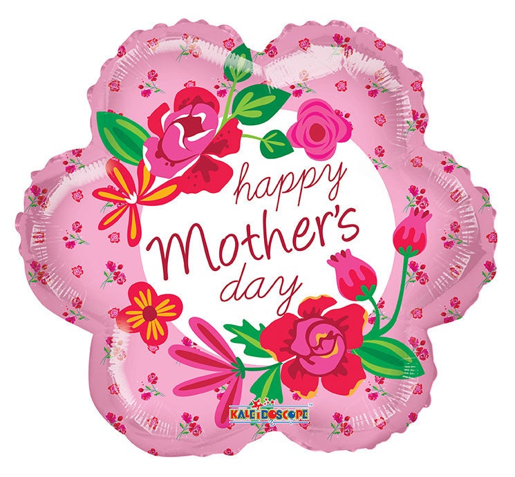 Balloon 18 Happy Mother's Day Flowers Pink Red Mylar Etsy