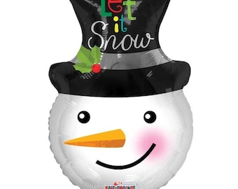 Globo de 18" con diseño de muñeco de nieve "Let it Snow" (papel de aluminio Mylar) para decoración de fiestas y regalos (Añadir al carrito, ahorrar en envío combinado)