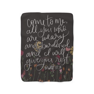 Rest Scriptures Sherpa Fleece Blanket, Gift for Anxiety or Stress