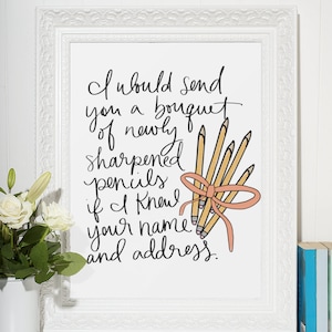 Bouquet of Sharpened Pencils Watercolor Calligraphy Artwork