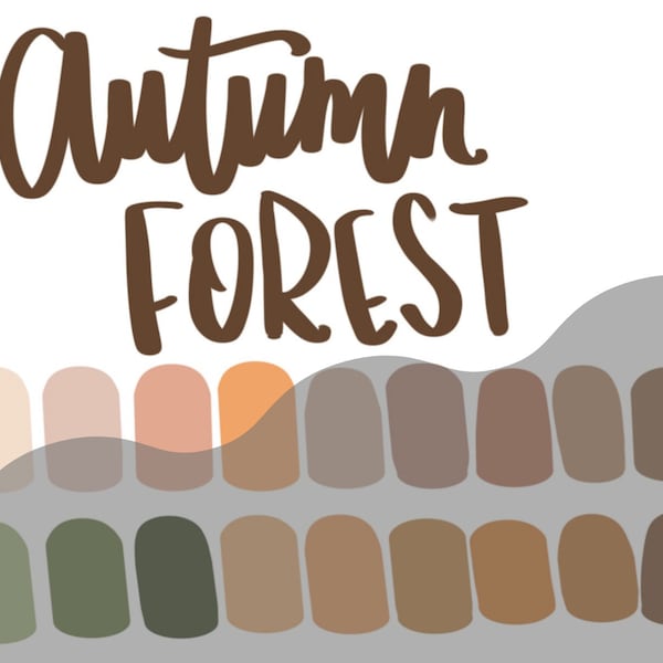 Autumn Forest Procreate Color Palette, Brown Camel Green, Woods Colors, Dark Woods Swatch