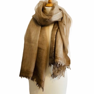 Double Layer Brown Fine Pure Silk Shawl, Scarf, Wrap image 3