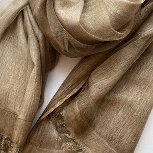 Double Layer Brown Fine Pure Silk Shawl, Scarf, Wrap image 4