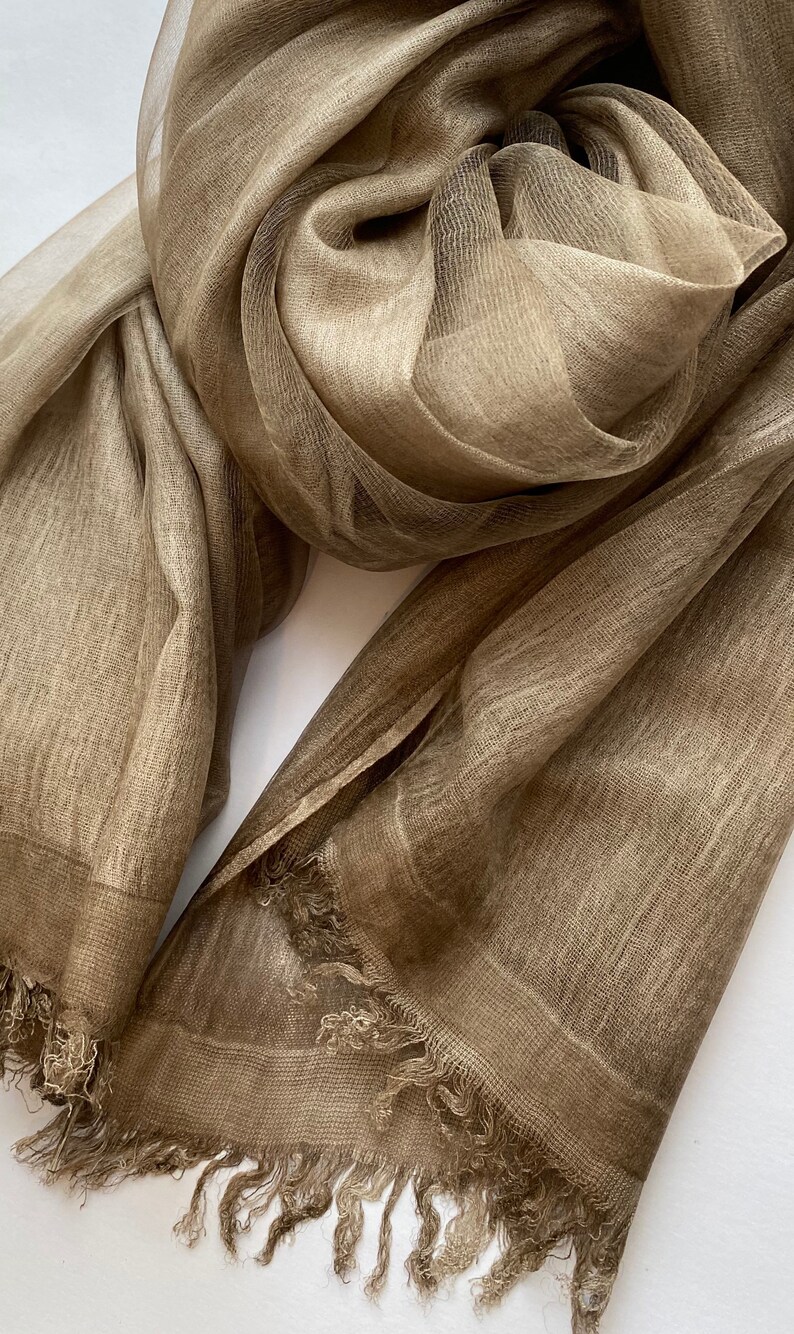 Double Layer Brown Fine Pure Silk Shawl, Scarf, Wrap image 4