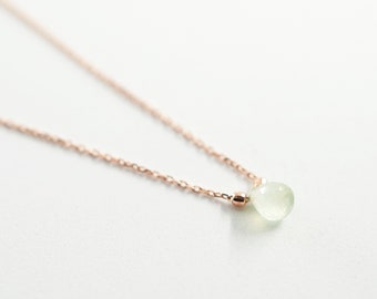 Peridot August Birthstone Necklace, Handmade Jewelry, Gold-plated Rose Silver chain Necklace, Gemstone