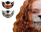 Sugar Skull Halloween Face Mask Covering Dustproof Windproof Cospaly Party Free 2 Pcs PM2.5 Filter Safety 2 Layers Face Cover for Adults USA