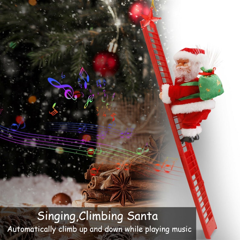 Animated Musical Santa Claus Electric Climbing Ladder Up Tree Etsy