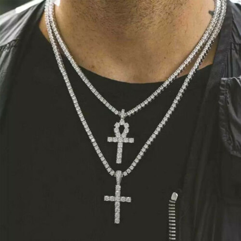 2 Pcs Tennis Chain Necklace Bracelets Jewelry Set Hip Hop - Etsy