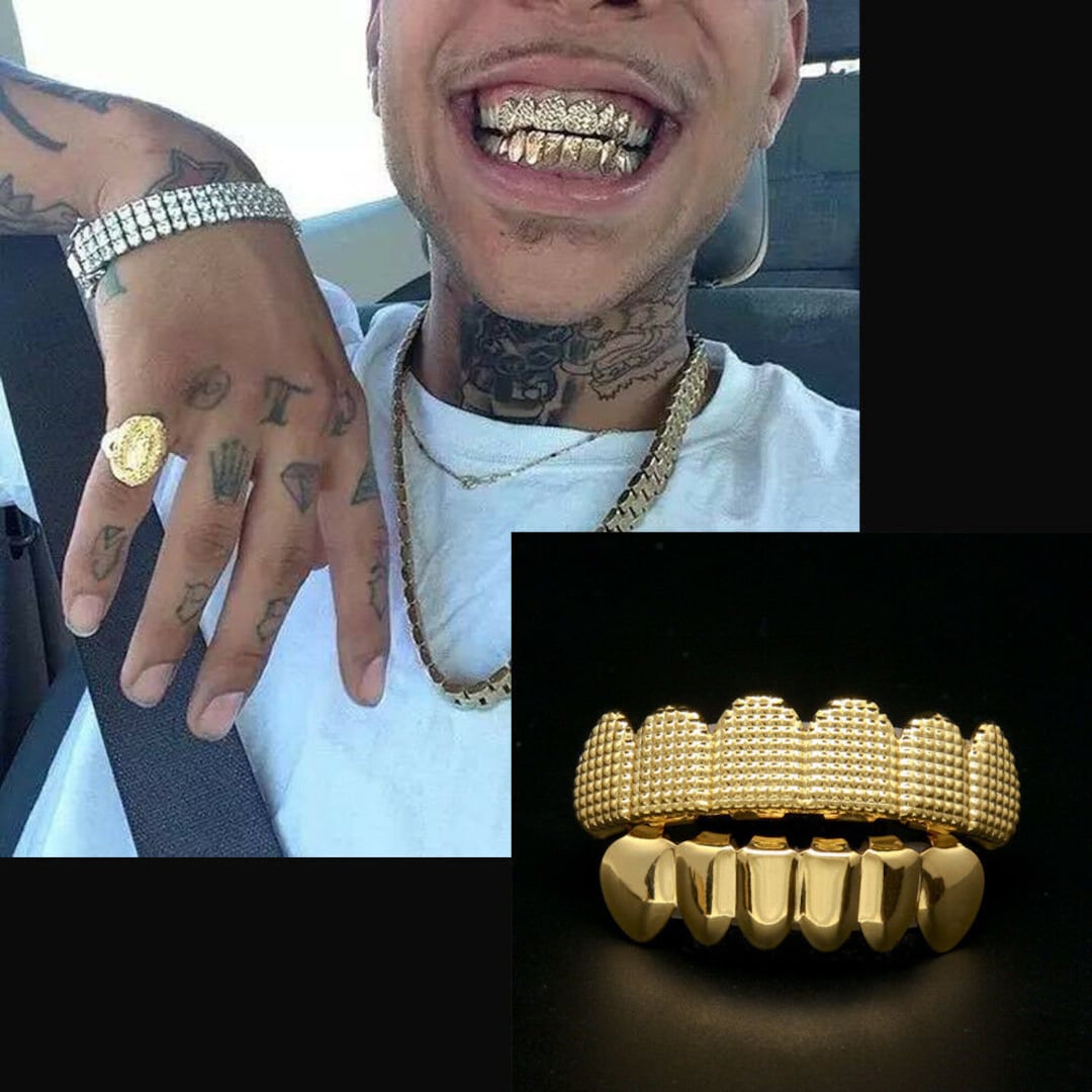 24K Gold Plated W/ Lattice Shape Hip Hop Teeth Grillz Top & Etsy