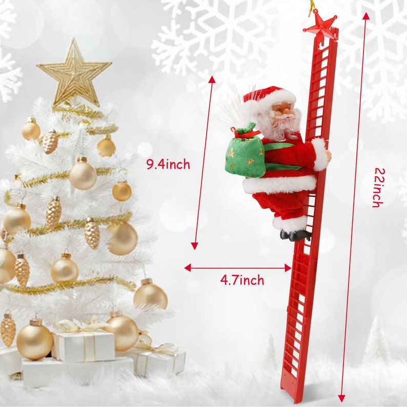 Animated Musical Santa Claus Electric Climbing Ladder Up Tree Etsy