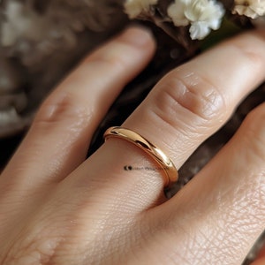 14k Gold Plated Band Ring: Thin Dome Stacking Ring