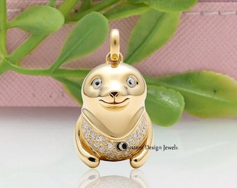 925 Silver Sea Lion Pendant: Aquatic Marine Mammal Charm