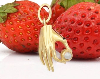 Charme Zodiaque En Corail Rouge Méditerranée - Bobine Ronde 10 Mm - Monture Or 18K Ou Argent 925 - Fabriqué Par Antonino De Simone
