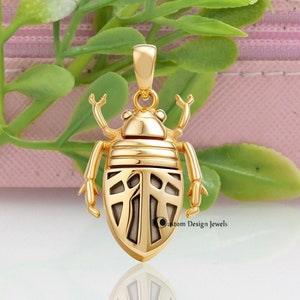 925 Silver Beatle Pendant , Animal Insect Pendant ,Gold Plated Beetle Pendant ,Insect Pendant ,Beatle Pendant , Scarab Pendant