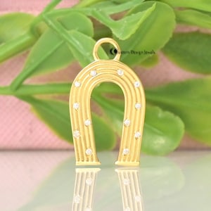 Sterling Silber Diamant Hufeisen Charm Anhänger, zierliche geschnitzte Schmuck