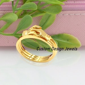 14K Gold Fede Ring, Holding Hands Ring, , 9k Gold Gimmel Ring, Fede Ring, Hidden Heart Ring ,Friendship ring, hand hug ring,