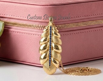 14K Gold Plated CZ Feather Pendant | CZ Feather Charm | Handmade Boho Jewelry | Nature Inspired Pendant | Gift for Her |Dainty Feather Charm