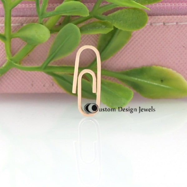 14K Solid Gold Paperclip Lock, Gold Wide Paper Clip Lock, Necklace Connector Paper Clip Lock, Paper Clip Connector Jewelry, Connector Clip