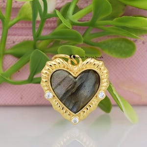 14K Gold Malachite Heart Pendant, Gemstone Designer Heart Pendant, Gemstone Heart Pendant, Gemstone Heart Charm, Turquoise Heart Pendant