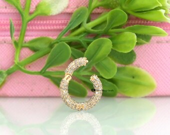 14K gouden dubbele rij Enhancer Charms houder, Charm Enhancer goud, 14K gouden charme houder, gouden push-lock, gouden link slot, Circle