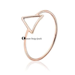 14K Gold Triangle Ring, Minimalist Ring, Unisex Ring Jewelry,  9K Gold Triangle Ring, Hollow Triangle Ring, Geometric Ring , Triangle Ring