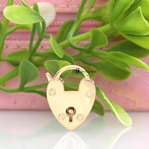 925 Silver Heart Padlock, 14K Yellow Gold Plated Heart Padlock, Woman Padlock Necklace, One Side Openable Padlock, Wholesale Padlock Jewelry