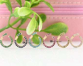 Circle Enhancer 14K Gold Charms Holder, Elongated Circle, Emerald Circle Enhancer, 925 Silver Enhancer, Charm Enhancer, Circle Enhancer