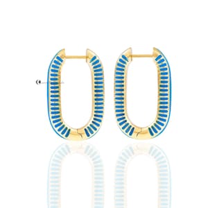 925 Sterling Silver Enamel Huggies,  Enamel U Shaped Huggie Earrings, Enamel Hoop Earrings, Enamel Colored Earrings,Turquoise Enamel Hoop