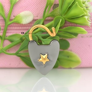 925 Silver Heart Padlock Jewelry, Padlock Connector, Paperclip Chain Necklace, Padlock Pendant, Heart Padlock, Oxidised Padlock With Chain