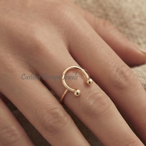 14K Gold Plated Horseshoe Ring; Dainty Horseshoe Gold Band, Horseshoe Jewelry, Handmade Jewelry, silver Dainty Good Luck Horseshoe Ring