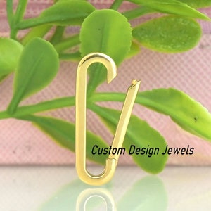 925 Silver gold Plated Oval Enhancer,  Elongated Enhancer, Charm Holder, Oval Link Lock, Enhancer Thick Link, Gold Plated Oval Charm Holder