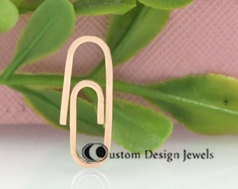 14K Solid Gold Paperclip Lock, Gold Wide Paper Clip Lock, Necklace Connector Paper Clip Lock, Paper Clip Connector Jewelry, Connector Clip