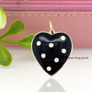 14k Gold Star Black Onyx Heart Pendant, New Deisgn Gemstone Heart , Crytsal Heart pendant  Gemstone Heart Pendant , Gemstone Heart Pendant