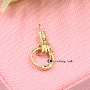 14K Gold Pendant or Charm Holder, Figa hand Charm Holder Pendant, Hand Holding Ring Connector or charm,9k charm Holder Pendant