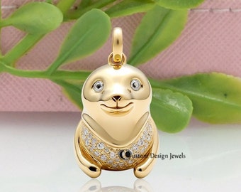 14Kゴールドアシカチャーム - Etsy 日本